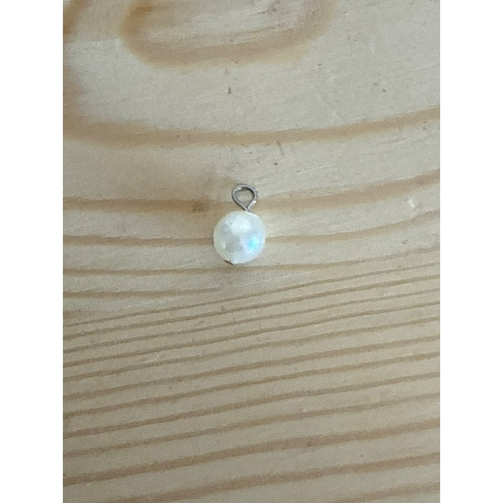 Small Faux Pearl Pendant Charm With Silver Loop